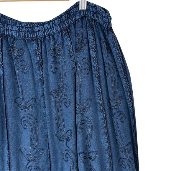 Studio West Maxi Skirt Womens Large Denim Chambray Embroidered Western Rodeo - Picture 7 of 7